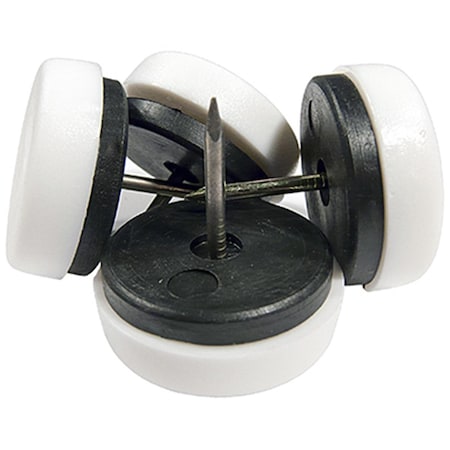 Richelieu 0.62 in. TruGuard Plastic Base Round Nail On Cushioned Glides, White, 4PK 235950